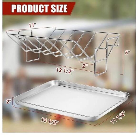 KEESHA Turkey Roasting RackStainless Steel V Rack for Roasting 13''x11'' - Picture 2 of 7
